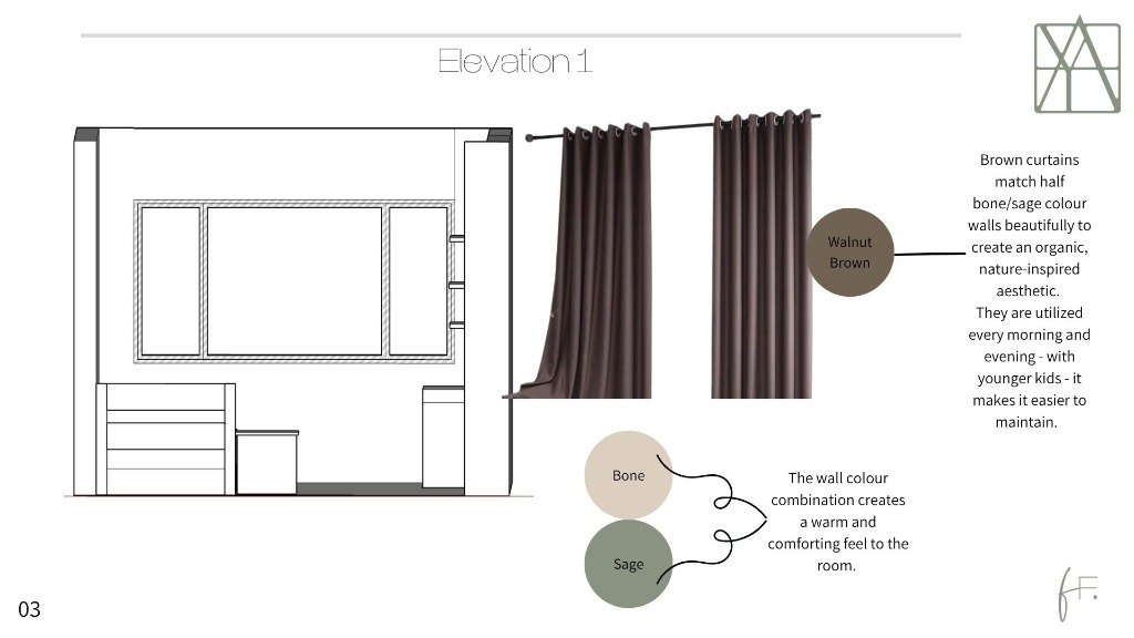 Window elevation with organic curtains and paint - Fay Furnishings