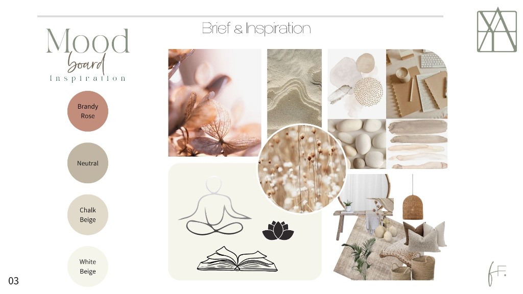 Brandy Rose and neutral bedroom mood board - Fay Furnishings